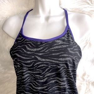 FABLETICS Purple Black Zebra Norwalk Sports Tank Bra Top